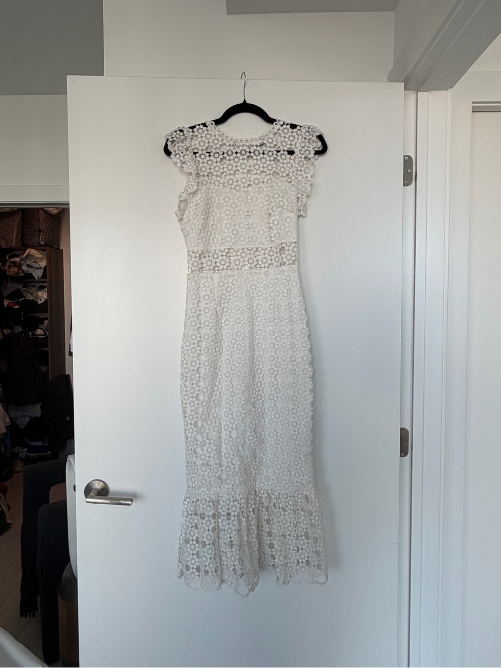 Petal & Pup Lace Overlay Midi Dress with Scalloped Hem